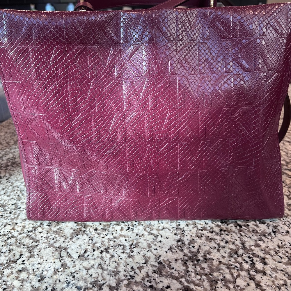 Michael Kors Burgundy Penelope Python Embossed Fa… - image 3